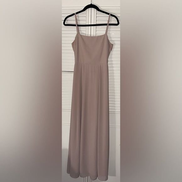 Show Me Your MuMu Soft‎ Beige Chiffon Lauren Tie Maxi Bridesmaid Dress Size S - Picture 1 of 12